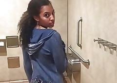 Ebony teen bathroom solo
